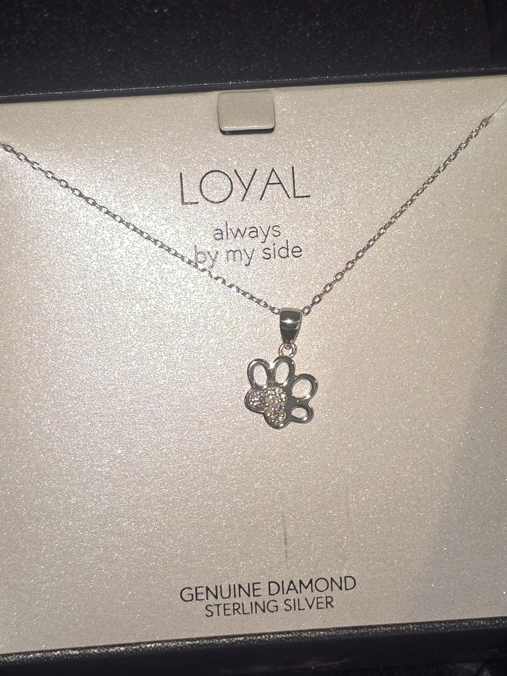 🐾NWT Diamond 925 Sterling Silver Paw Print Loyal Dog Necklace R.H. Macy's